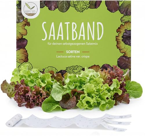 5m Saatband Salat Mix Samen (Lactuca sativa var. crispa) - Knackig, frischer Pflücksalat ideal für die Anzucht im Garten, Balkonkasten & Gemüsebeet