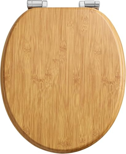 Pipishell Klodeckel mit Absenkautomatik Holz, O-Form, Naturfarbe | Absenkautomatik, geräuscharme Metallscharniere, Gummipuffer, 150 kg Tragkraft, O-Form, einfache Montage