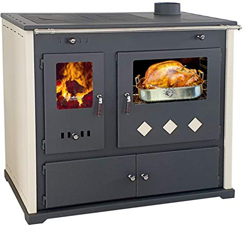 Kaminofen mit Backfach und Herdplatte Practik Lux Holzofen 9,5 kW Kamin Ofen Dauerbrandofen Werkstattofen Schwedenofen Hüttenofen Heizofen