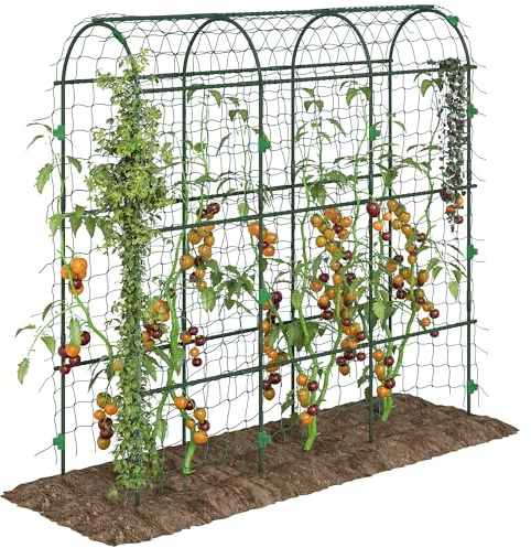 Outsunny Rankgitter aus Metall rostfrei Gurken Spalier für Kletterpflanzen Rankhilfe 43 x 182 x 183 cm Pflanzenspalier Garten Spalier für Tomaten, Kletterpflanzen Gemüse Blumen Schwarz