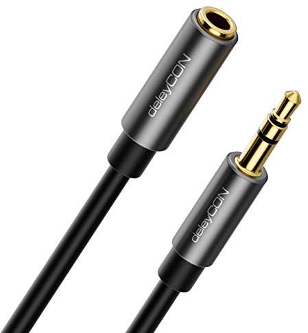 deleyCON 5m Klinke Audio Stereo AUX Kabel Verlängerungskabel 3,5mm Klinkenkabel Audiokabel Verlängerung Metallstecker Handy Smartphone Tablet Kopfhörer HiFi Receiver (Extra Dünn & Flexibel)
