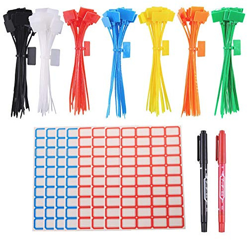 GTIWUNG 175 Stück Kabelbinder Tags bunt Kabelbinder Etiketten in 6 Zoll Selbstsichernde Kabelbinder mit Etiketten, Kabel-und Kabel-Management