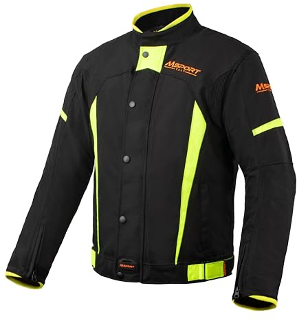 Msport 4-Jahreszeiten Motorradjacke Wasserdicht für Herren – Atmungsaktive Motorradjacke mit Herausnehmbarem Thermofutter und Protektoren