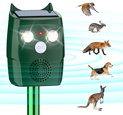 Katzenschreck für Garten, Katzenschreck Ultraschall mit Bewegungsmelder, 3 Ultraschall Modi und Blitz können Automatisch Tiervertreiber, Katzenabwehr, Marderschreck, Hundeschreck, Wetterfest, Solar