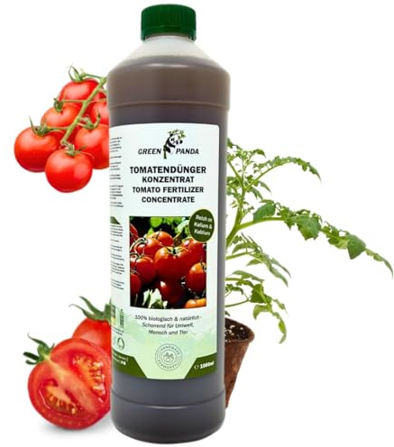 GreenPanda Tomatendünger flüssig - 1000ml Calciumdünger Tomaten | Tomatendünger Bio konzentriert - Tomato fertilizer - Tomaten Dünger zur verbesserten Ernte & intensiveren Geschmack