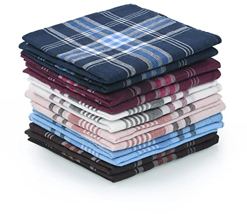 URAQT Stoff Taschentücher Herren, 12 Stück Baumwolle Herrentaschentücher Stofftaschentuch, Traditionelle Männertaschentücher Handkerchief, 36cm x 36cm