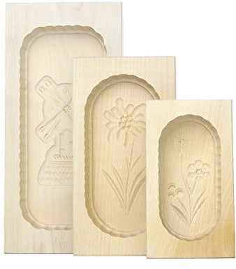 kaese-selber.de Butterformen-3er-Set, eckig, aus Ahornholz