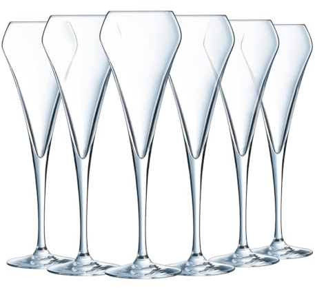 Chef & Sommelier Open Up - Champagnerflöten 200ml - 6 Stück - aus Krysta Kristallglas - Ideal für Festliche Anlässe - Glanz, Transparenz und hohe Widerstandsfähigkeit