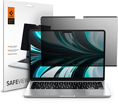 Spigen SafeView Magnetischer Blickschutzfilter [1P] für MacBook Air 13 | (M5 2026 / M4 2025 / M3 2024 / M2 2022), Privacy Schutz, Blendschutz, Anti-Fingerabdruck, Abnehmbare Magnetfolie