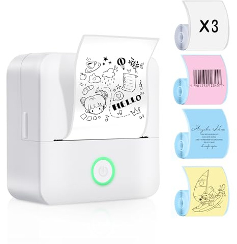 Etikettendrucker Selbstklebend, Etikettendrucker Bluetooth, 2 Roll Etikettiergerät Mini Label Printer Ettikettiergeraet Labeldrucker