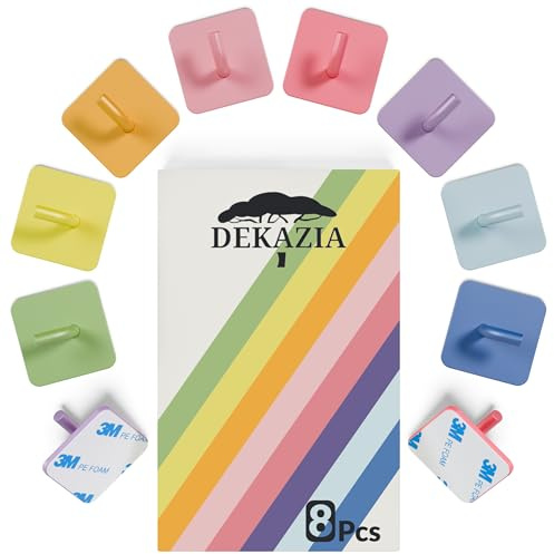 DEKAZIA® Kleiderhaken Kinder 8er-Set Bunte Regenbogen | Kindergarderobe Haken Garderobenhaken Wandhaken Kinderzimmer Klebehaken selbstklebend ohne Bohren