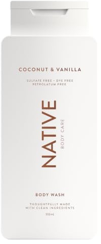 NATIVE Duschgel, 532ml, Coconut & Vanilla, Sulfat-/Farbstofffrei | Für Frauen & Männer. Sanfte Reinigung mit pflanzlichen Inhaltsstoffen. Frei von Sulfaten & Farbstoffen.
