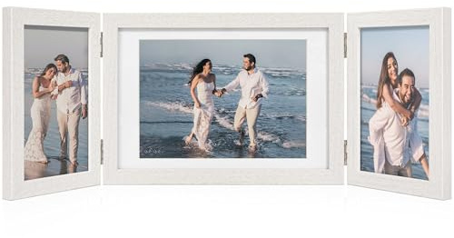 Afuly Bilderrahmen Weiß 3 Bilder für 10x15 und 13x18 cm Fotos Mehrfach Collage Holz Fotorahmen