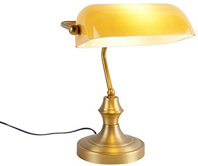 Qazqa classic-antique Schreibtischlampe - Banker - Gelb, max. 60W, Geeignet für LED, 34.5cm,