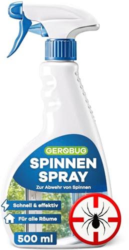 GEROBUG Anti Spinnenspray 500 ml - Spinnenabwehr Spray mit Langzeitwirkung - Mittel gegen Spinnen für Innen und Außen - Spinnen vertreiben im Haus & Garten