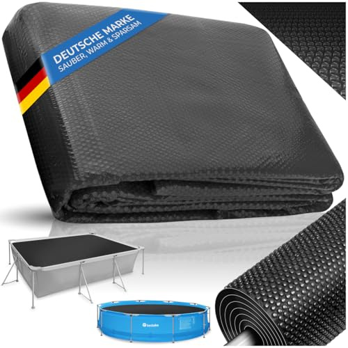 tectake® Poolabdeckung rechteckig, Solarplane Pool rechteckig, Poolzubehör Abdeckplane für Aufstellpool, Pool Garten, Pool Abdeckung mit Noppenfolie als Solar Poolheizung - 5x10 m