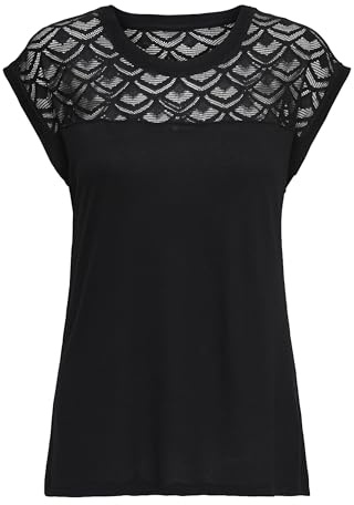 ONLY Damen Regular Fit T-Shirt onlNICOLE S/S Mix TOP NOOS 15151008, Einfarbig, Gr. 38 (Herstellergröße: M), Schwarz (Black)
