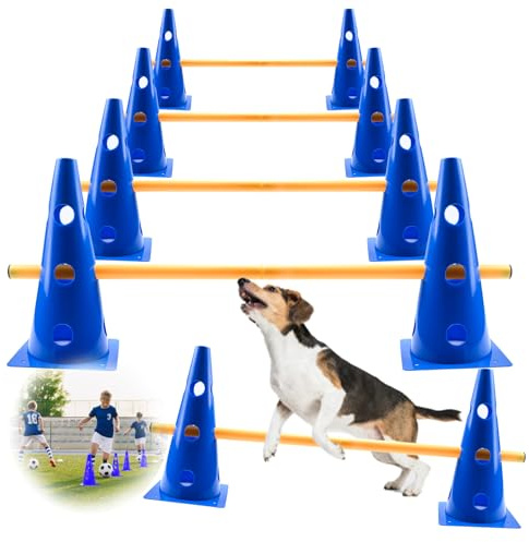 Zazafolora Agility Set Hunde Klein Cavaletti Hunde Steckhürdenset Kinder Agility Hürden Hindernisse für Pferde Hundeparcours Kegel Einstellbare Trainingshürden 23cm Höhe - 8 Stangen 80cm Lang