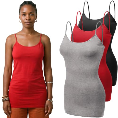 Emmalise Damen Basic Casual Long Camisole Verstellbarer Träger Cami Layering Top