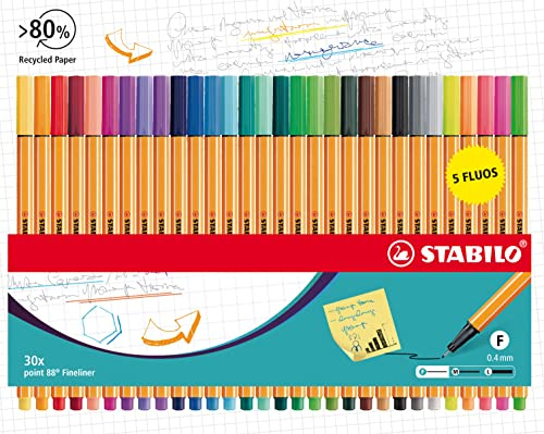 STABILO - Fineliner - point 88-30er Pack inkl. 5 Neonfarben - Sonderetui