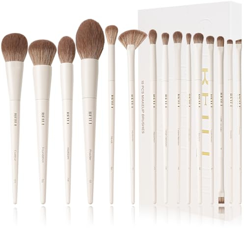 BEILI Make up Pinsel 15 PCS Pinselset Makeup Veganes, Schminkpinsel Set, Professionelle Make up Pinsel Set mit Lidschattenpinsel, Foundationpinsel Rougepinsel, Contouringpinsel Geschenksets