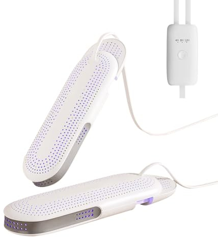 Schuhtrockner Elektrisch Ausziehbar (EU-Stecker) - Mit Antibakterieller Funktion & 4/8/12h Timer, Für Fußballschuhe/Stiefel (Sport/Outdoor/Haushalt)