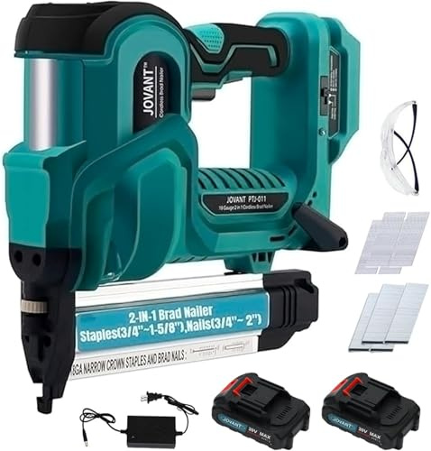 2 in 1 Nagelpistole batteriebetrieben, mit 800pcs 18 GA Nägel/Hefte Nagelzieher, Brad Nagel mit 20V 2.0A Batterien für Hausverbesserung für Holzbearbeitung