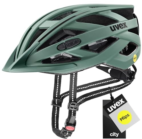 uvex City i-vo MIPS Fahrradhelm, Moss Green matt, 56-60 cm | MIPS-Schutzsystem - mit Plug-in LED nachrüstbar - individuelle Größenanpassung - waschbare Polster - optimale Belüftung