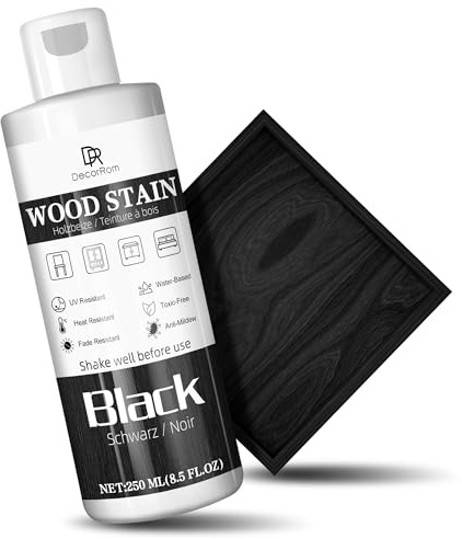 Holzbeize Schwarz, 250ml Wasserbasis Beize Holz, Matt Wood Stain, Schnelltrocknend für HolzmöBel Im Innen Und AußEnbereich, TüRen, Fenster, SchräNke, Wandverkleidungen Geruchsarm Ungiftig
