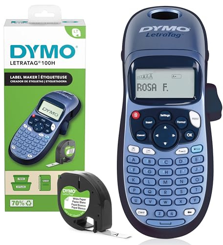 DYMO LetraTag LT-100H Beschriftungsgerät Handgerät | Tragbares Etikettiergerät mit ABC Tastatur | blau | Ideal fürs Büro oder zu Hause