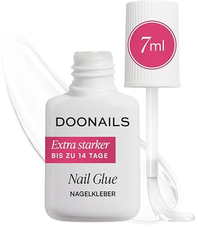 Doonails Nagelkleber Extra Stark (7ml) – Schnelltrocknender Brush-On Nail Glue für Kunstnägel, Tips, Press On Nails & Acrylnägel – Nagel Kleber für eingerissene Nägel & 100% Haftung