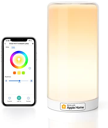 meross Smart LED Tischlampe, Nachttischlampe Touch Dimmbar Funktioniert mit Apple HomeKit, Alexa, Google Home, Dimmbar RGBCW, 2700-6500k, Touch Nachtlampe für Schlafzimmer Wohnzimmer