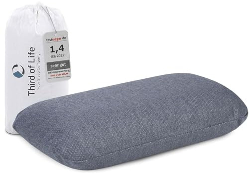 Reisekissen VOLAR QuickDry, Ergonomisches Nackenkissen aus Memory Foam für Flugzeug, Auto-Reisen, Kleines HWS Kopfkissen mit schnelltrocknendem Thermo-Bezug, Camping-Kissen für Outdoor & Reise 40x25