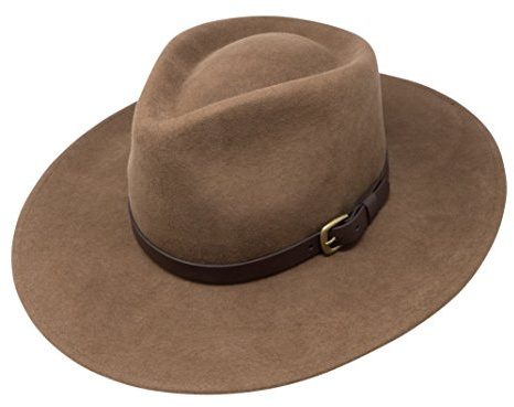 Borges & Scott Premium Fedora Lewis (Oatmeal) - Breite Krempe - 100% Wollfilz - Wasserabweisender Filzhut mit Lederband