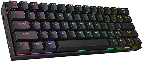 Redragon K530 Pro Draconic 60% Kabellose Mechanische Tastatur RGB 61 Tasten | BT 2.4 GHz USB C Hot Swap Fähig Linearer Rote Schalter Kompatibel Windows Mac
