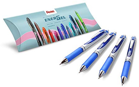 Pentel EnerGel XM BL77 Gelschreiber mit Druckmechanik, blau (4 Stück)