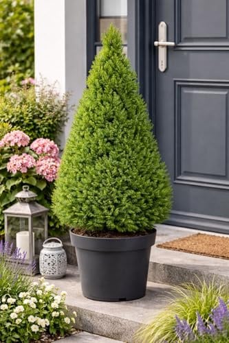 Picea glauca 'Conica' Zuckerhutfichte 90-100 cm – kompakte, winterharte Zwergfichte ideal als Kübelpflanze, Sichtschutz oder dekorativer Solitärbaum für Garten, Balkon & Terrasse