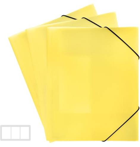 FRETONBA Gelb Ordner 3er-Pack. Postmappe a4 Schule, Sammelmappe 3 Stück, Eckspannermappe Elastische Bandbefestigung, Schnellhefter PP-Material Robust und Langlebig, Dokumentenmappe