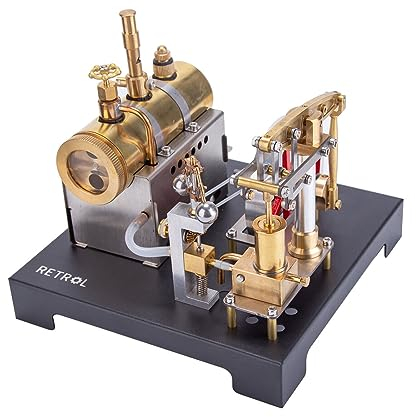 MERK Beam Steam Engine Modell, Retrol DIY Vollmetall Dampfmaschine Bausatz mit Horizontal Kessel & Zentrifugal Flyball Regler (84 Teile)