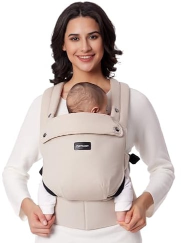Momcozy Babytrage aus 100% Baumwolle – Baby Carrier für Kleinkind (3-24 Monate, 3,2-20 kg) · Ergonomische M-Position · X-Rücken · Taillengurt 64-127cm, Khaki