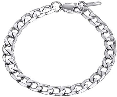 PROSTEEL Armband Herren Panzerkette Edelstahl Panzerarmband Armkette Damen Gliederarmband Männerarmband Armschmuck Kette 19CM lang, 6mm breit, in Silber
