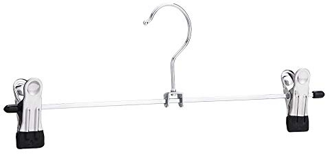 Amazon Basics Hosen- und Rockbügel aus Metall, mit Clips, 20er-Pack, Chromfarben