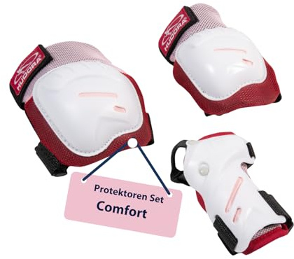 HUDORA Protektoren-Set Comfort - Set aus Handschützer, Knieschützer & Ellenbogenschützer - Schoner für Kinder und Jugendliche - ideal zum Inliner, Rollschuh und Skateboard Fahren - rosa - Größe M