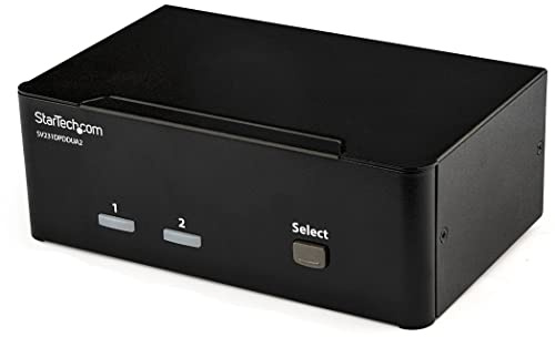 StarTech.com 2 Port DisplayPort Dual Monitor KVM Switch - DisplayPort KVM - 4K 60 Hz, Schwarz