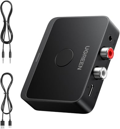 UGREEN Bluetooth 6.0 Adapter Stereoanlage mit LDAC Dekodierung, Hi-Res Audio Gold Standard Zertifizierung, Aux Bluetooth Audio Empfänger kompatibel mit Lautsprecher, Verstärker und Autoradio