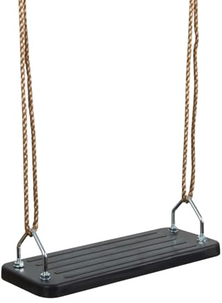 HUDORA Brettschaukel in Schwarz - Outdoor Kinder-Schaukelsitz aus Gummi - TÜV Rheinland/GS geprüfte Kinderschaukel mit höhenverstellbaren Seilen - Schaukelbrett für Kinder & Erwachsene bis 100 kg