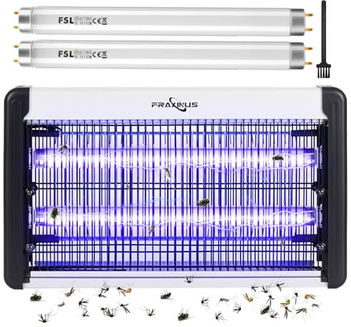 fraxinus Insektenvernichter Elektrisch, Fliegenfalle Insektenfalle Mückenlampe 20w, 4.200V mit UV-Licht, Perfekt Gegen Fliegen Motten, Mücken, u. Fliegende Insekten CHEMIEFREI.
