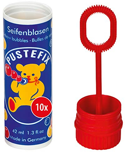 PUSTEFIX Seifenblasen Set I 10 x Klassik 42ml I Bunte Rainbow Bubbles Made in Germany I Seifenblasen für Hochzeit, Kindergeburtstag, Standesamt, Polterabend I 10 x 42 ml Vorteilspack