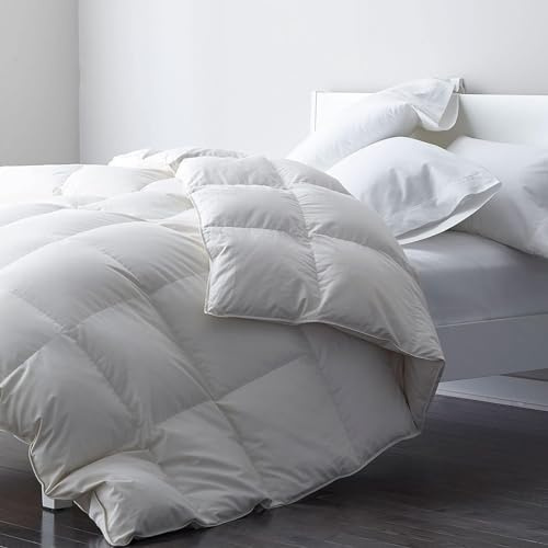 DWR Sommer Bettdecke 200x200 cm, Leichte Daunendecke mit Daunen und Federn Füllung,100% Bio-Baumwolle, dünne Sommerdaunendecke, Öko-Tex Zertifiziert, Weiß
