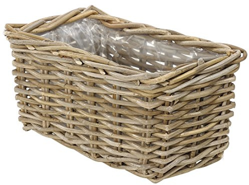 Dehner Rattan Pflanzkasten, ca. 30 x 15 x 15 cm, Rattangeflecht, grau/braun